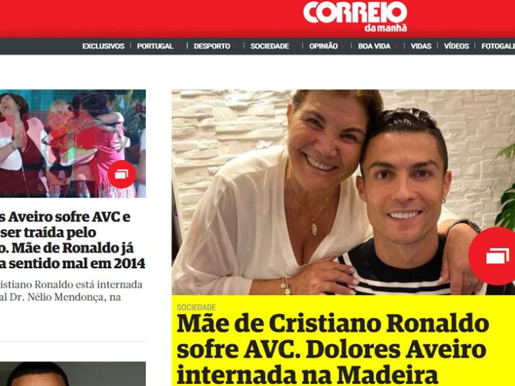 Dolores Aveiro, mãe de Cristiano Ronaldo, sofre AVC