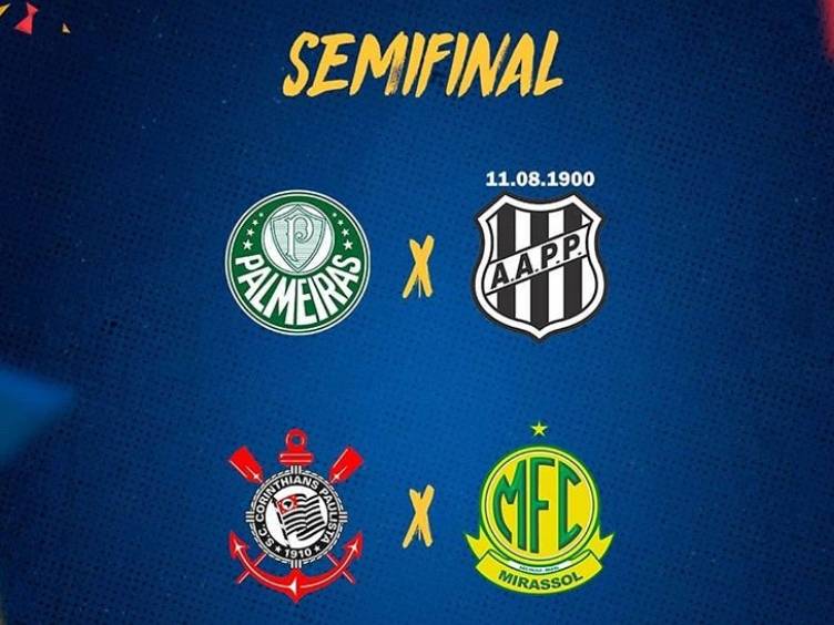 Semis definidas: Palmeiras x Ponte e Corinthians x Mirassol