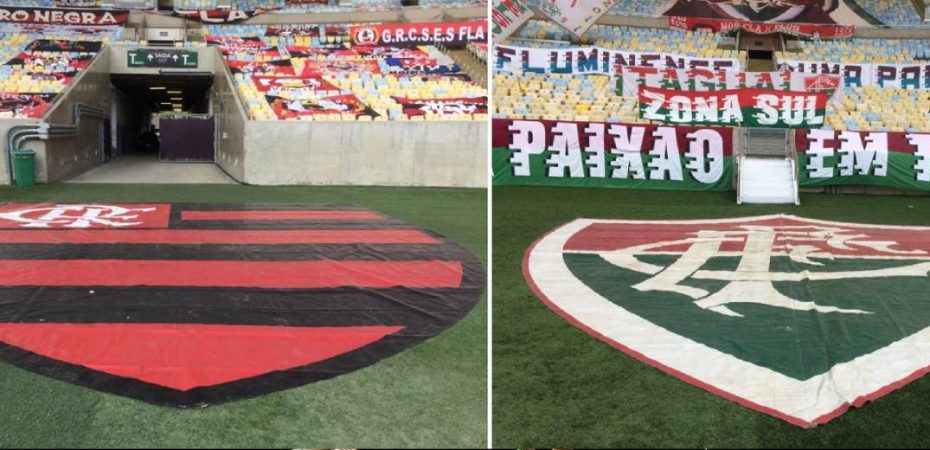 faixas das torcidas de Flamengo e Fluminense no Maracanã, palco do Fla-Flu pelo returno do Brasileirão 2020