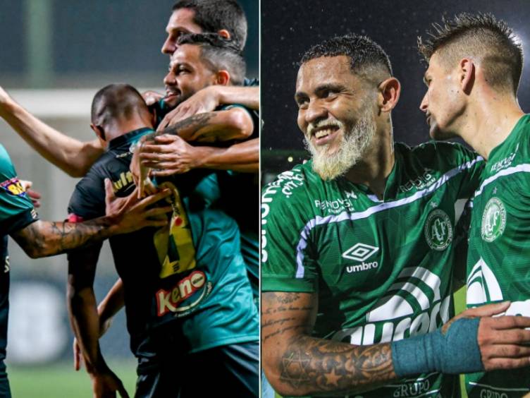 Jogadores de América-MG e Chapecoense, primeiro e segundo colocados da Série B. Campeão depende de última rodada