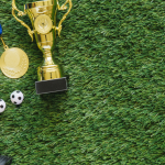 football background with medals trophy