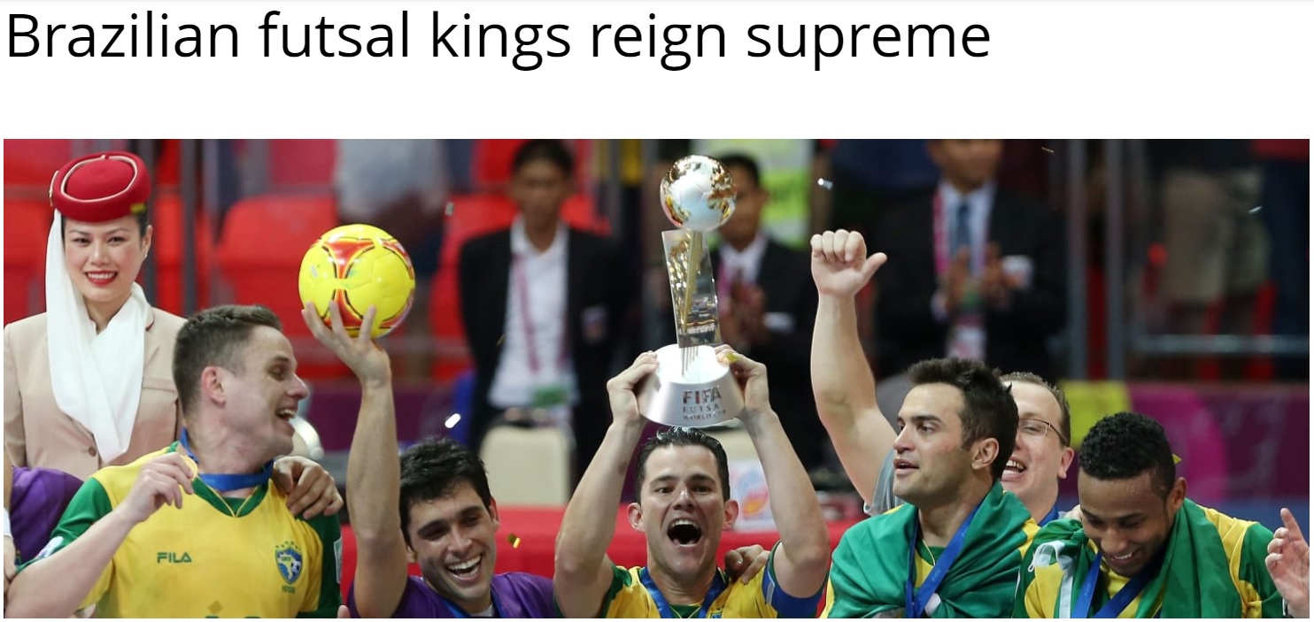 site da fifa chama Brasil de rei supremo do futsal após título de 2012