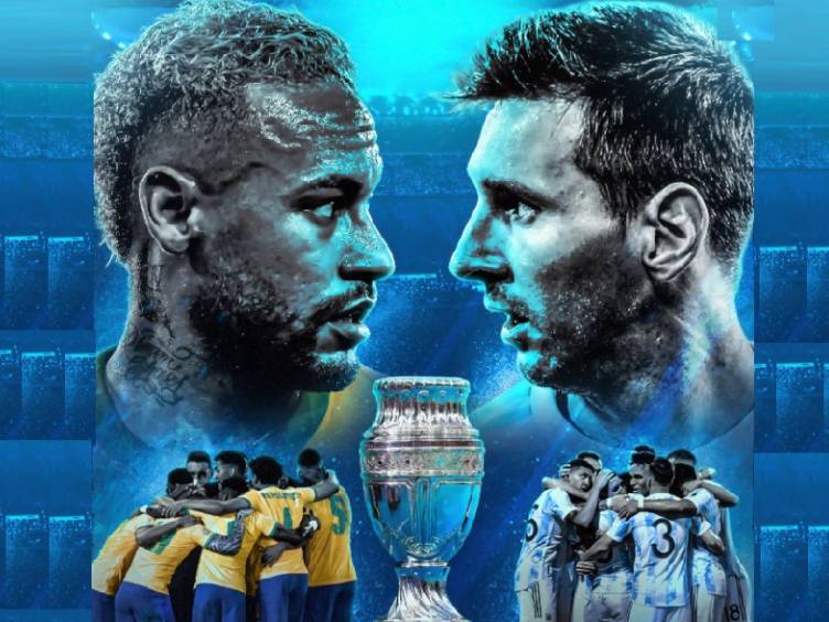 neymar pelo brasil de um lado e messi pela argentina do outro na final da copa américa 2021