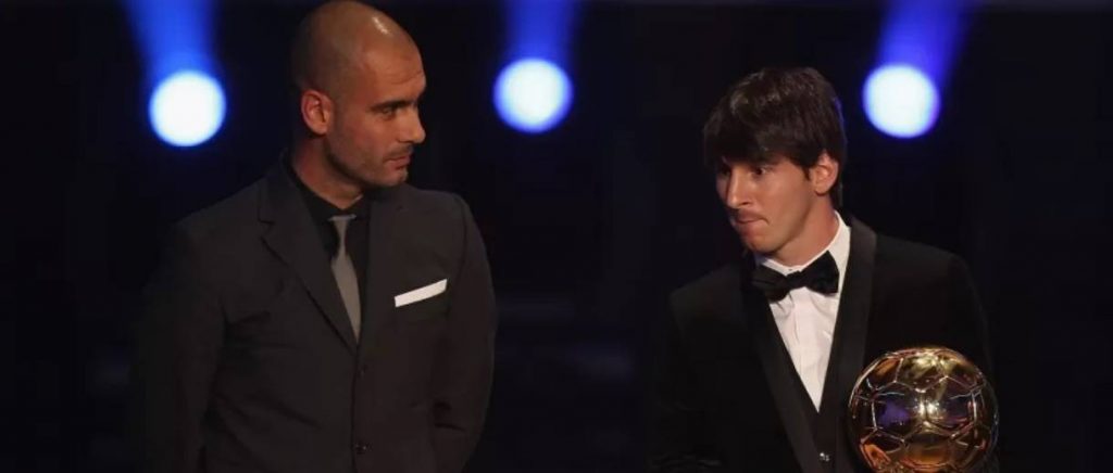 foto guardiola messi bola de ouro getty imagers