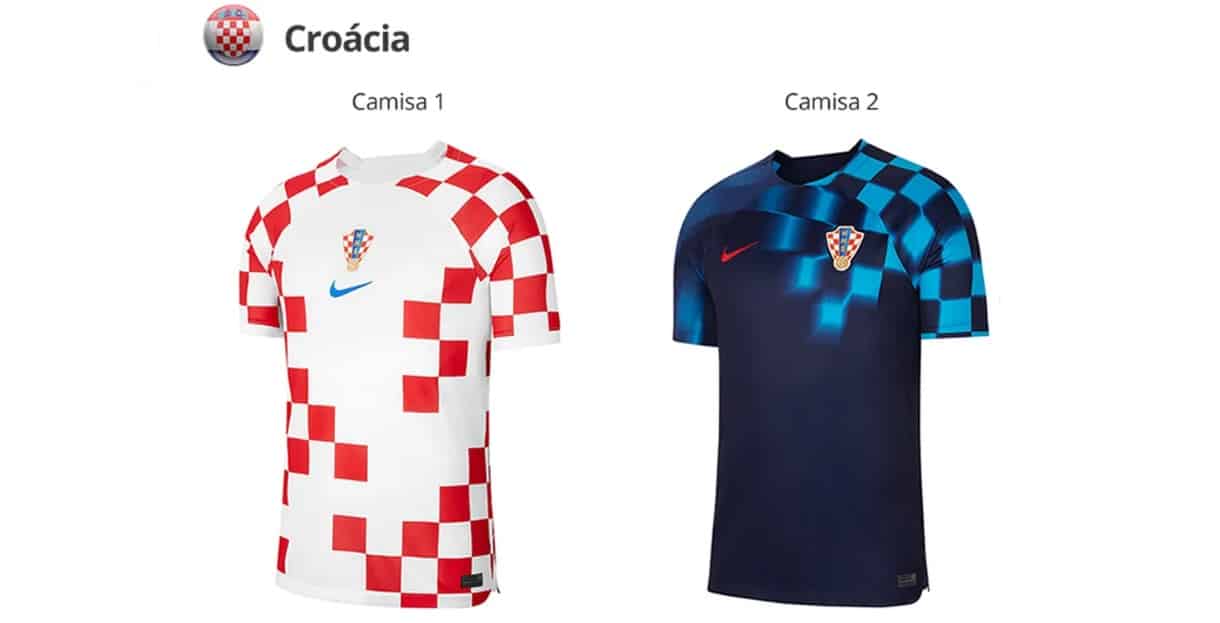 camisa 1 e 2 croacia copa do mundo catar 2022