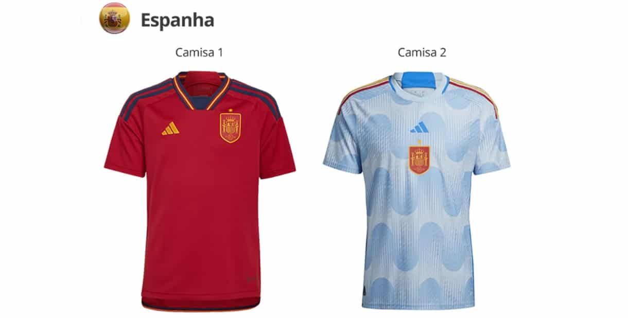camisa 1 e 2 espanha copa do mundo catar 2022