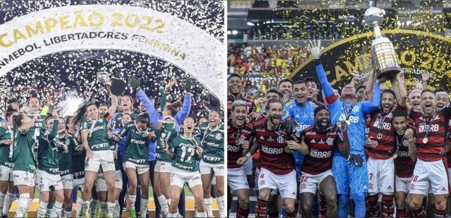 palestrinas e flamengo campeões da libertadores 2022 no feminino e masculino