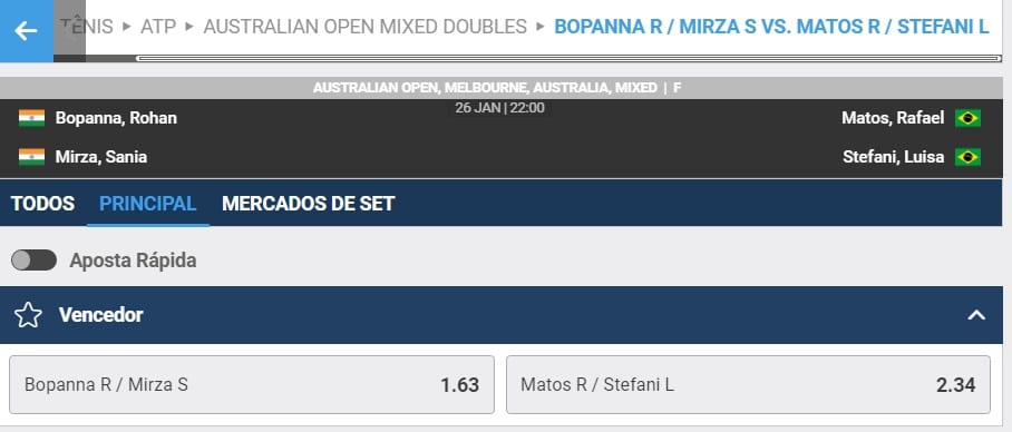 apostas no betmotion - final duplas mistas australian open 2023 