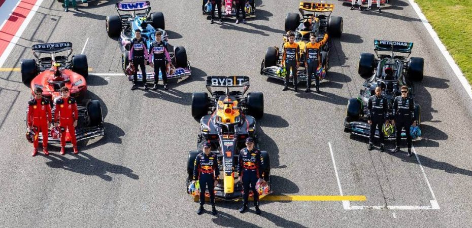 carros e pilotos na pista gp bahrein abertura temporada 2023 da formula 1