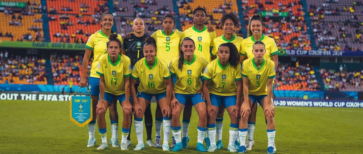 Seleção Sub-20 de futebol feminino na estreia da Copa do Mundo da Colômbia diante de Fiji